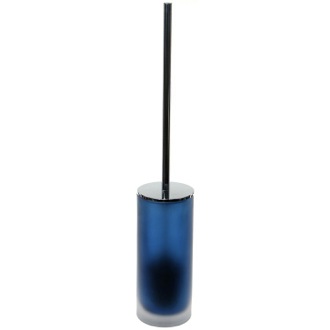 Toilet Brush Blue Toilet Brush Holder in Polished Chrome Steel and Glass Gedy TI33-05
